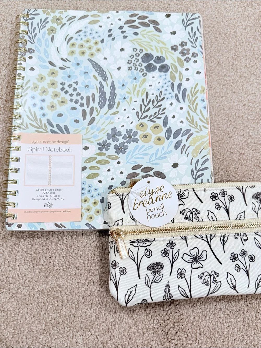 Elyse Breanne Floral Spiral Notebook & Pencil Pouch Set NWT